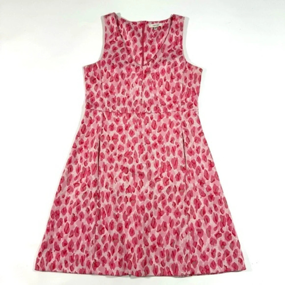 Tyler Boe V Neck Sheath Dress Pink Cheetah Pockets - Picture 1 of 6